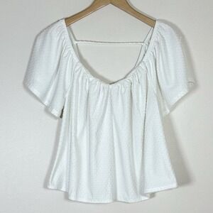 Willow Root Womens Top  M White Swiss Dot Open Back Flowy Cottagecore Peasant